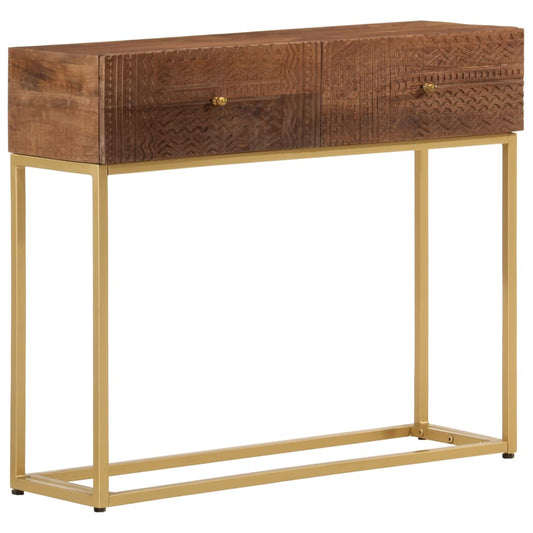 Console Table Brown Solid Mango Wood 35.4 x 11.8 x 29.9 in