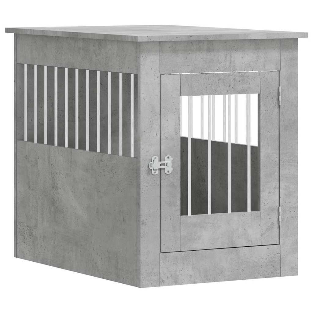 Dog Crate Furniture Concrete Grey Engineered wood, Steel Medium