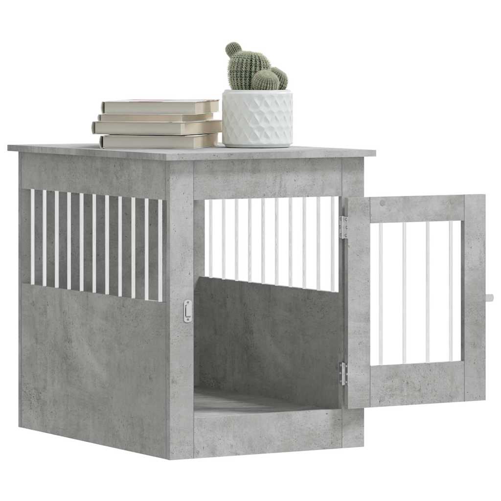 Dog Crate Furniture Concrete Grey Engineered wood, Steel Medium