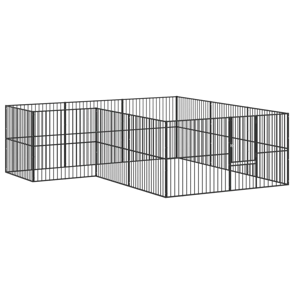 Dog Playpen Black Galvanized Steel Large Durable Dog Playpen