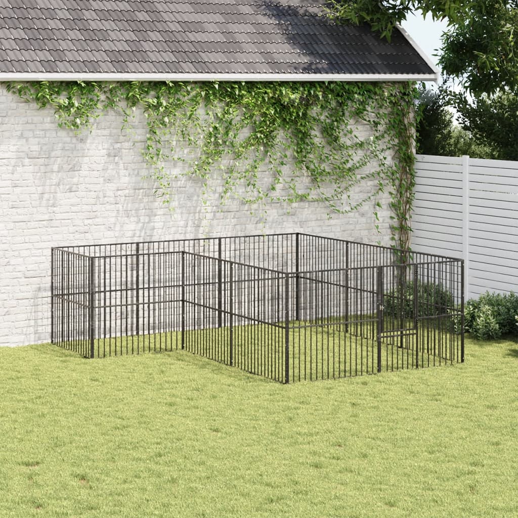 Dog Playpen Black Galvanized Steel Large Durable Dog Playpen