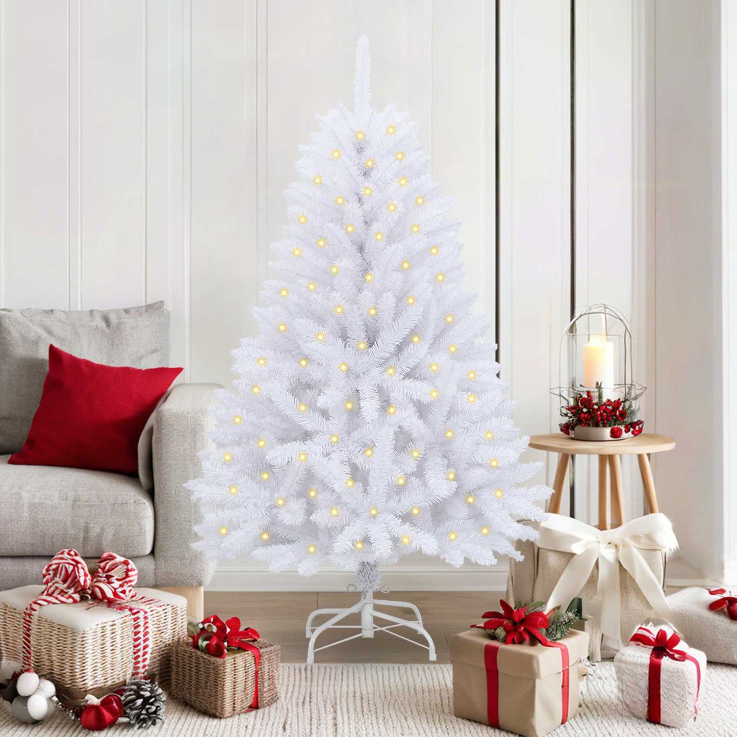 Artificial Christmas Tree White 59.06 in PVC and Metal