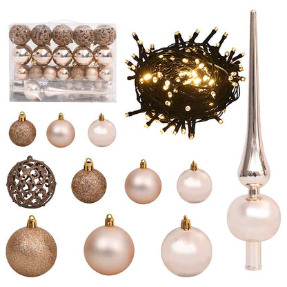 Artificial Christmas Tree 150 LEDs&Ball Set&Flocked Snow 59.1"