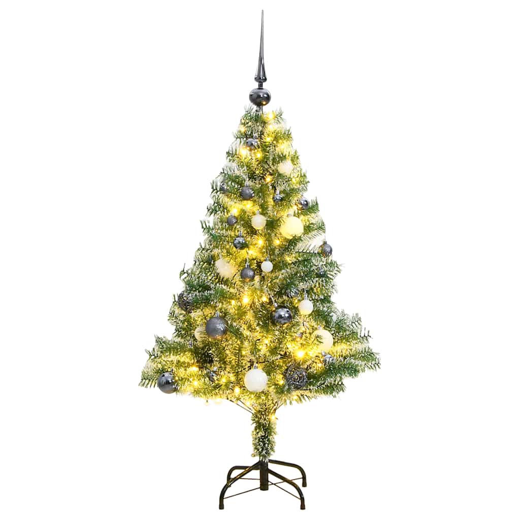 Artificial Christmas Tree 150 LEDs&Ball Set&Flocked Snow 59.1"