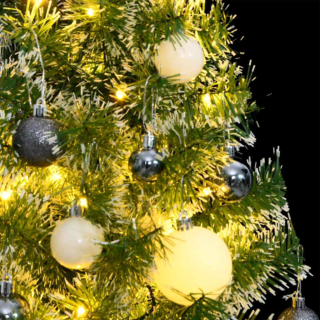 Artificial Christmas Tree 150 LEDs&Ball Set&Flocked Snow 59.1"