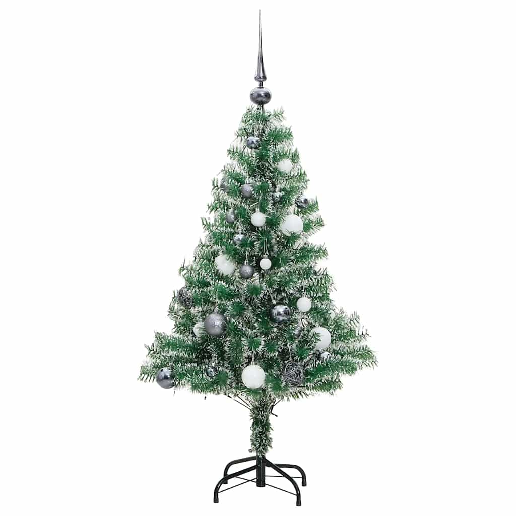 Artificial Christmas Tree 150 LEDs&Ball Set&Flocked Snow 59.1"