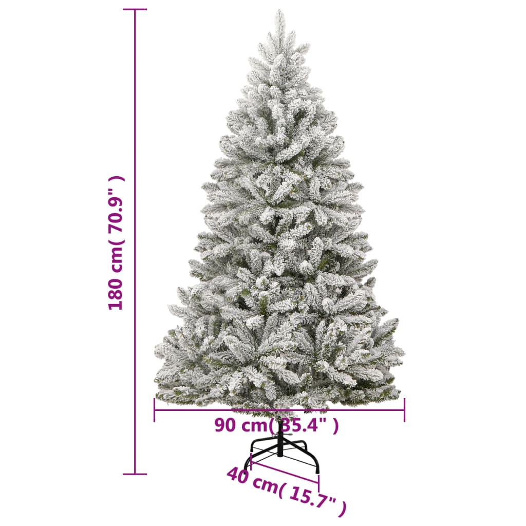 Artificial Hinged Christmas Tree 300 LEDs & Flocked Snow 70.9"