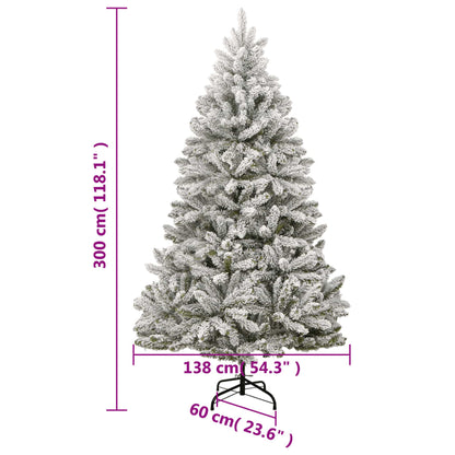 Artificial Hinged Christmas Tree 300 LEDs & Flocked Snow 118.1"