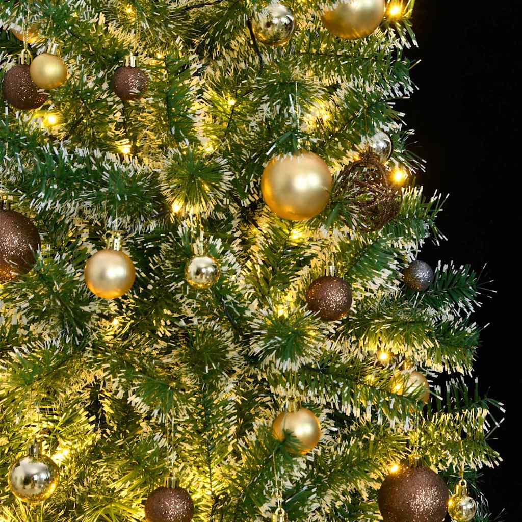 Artificial Christmas Tree 300 LEDs&Ball Set&Flocked Snow 70.9"