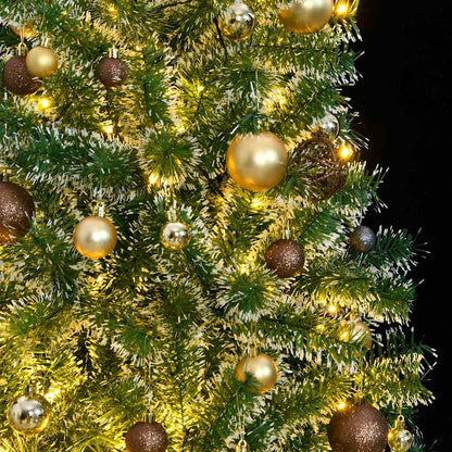 Artificial Christmas Tree 300 LEDs&Ball Set&Flocked Snow 70.9"