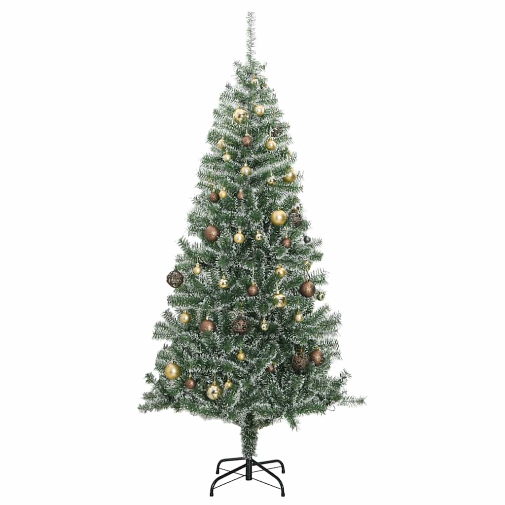 Artificial Christmas Tree 300 LEDs&Ball Set&Flocked Snow 70.9"