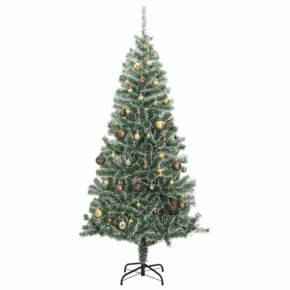 Artificial Christmas Tree 300 LEDs&Ball Set&Flocked Snow 70.9"