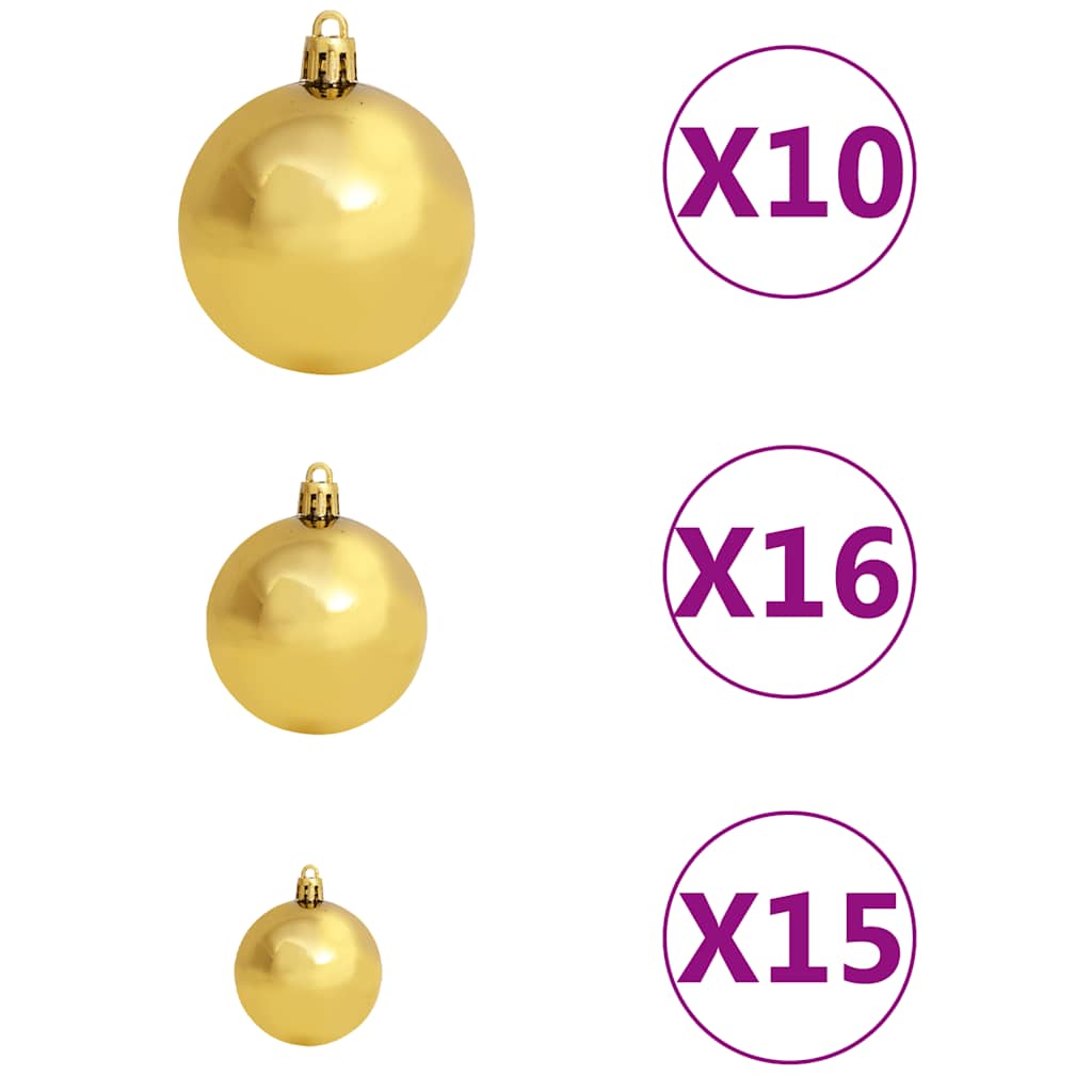 Artificial Christmas Tree 300 LEDs&Ball Set&Flocked Snow 70.9"