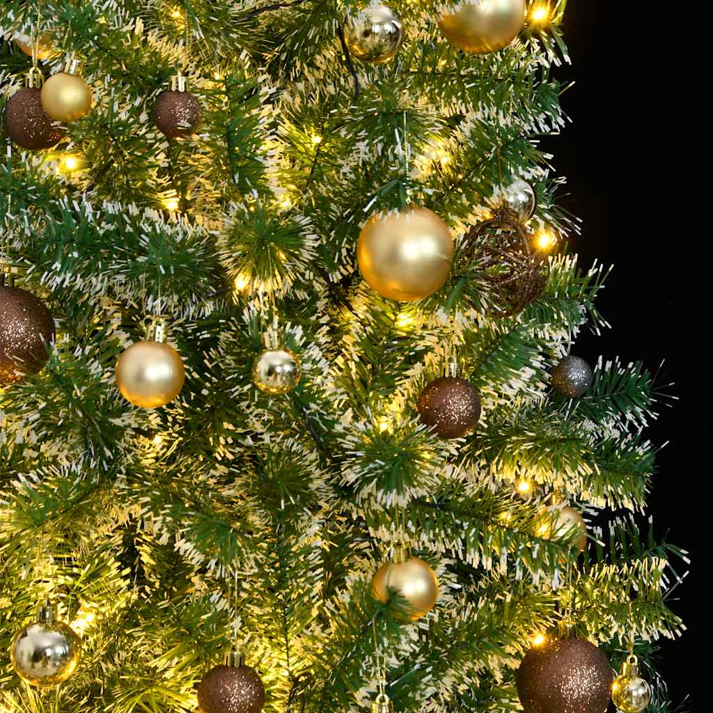 Artificial Christmas Tree 300 LEDs&Ball Set&Flocked Snow 94.5"