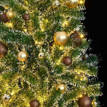 Artificial Christmas Tree 300 LEDs&Ball Set&Flocked Snow 94.5"