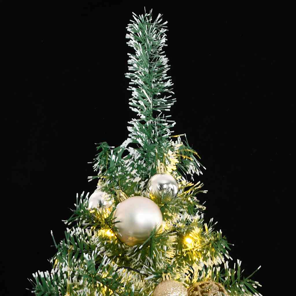 Artificial Christmas Tree 300 LEDs&Ball Set&Flocked Snow 94.5"