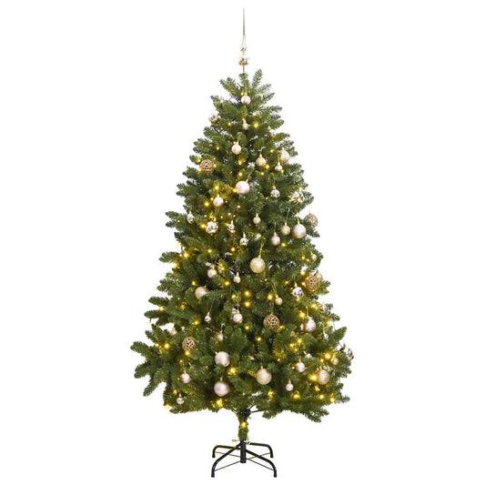 Artificial Hinged Christmas Tree 300 LEDs & Ball Set 118.1"