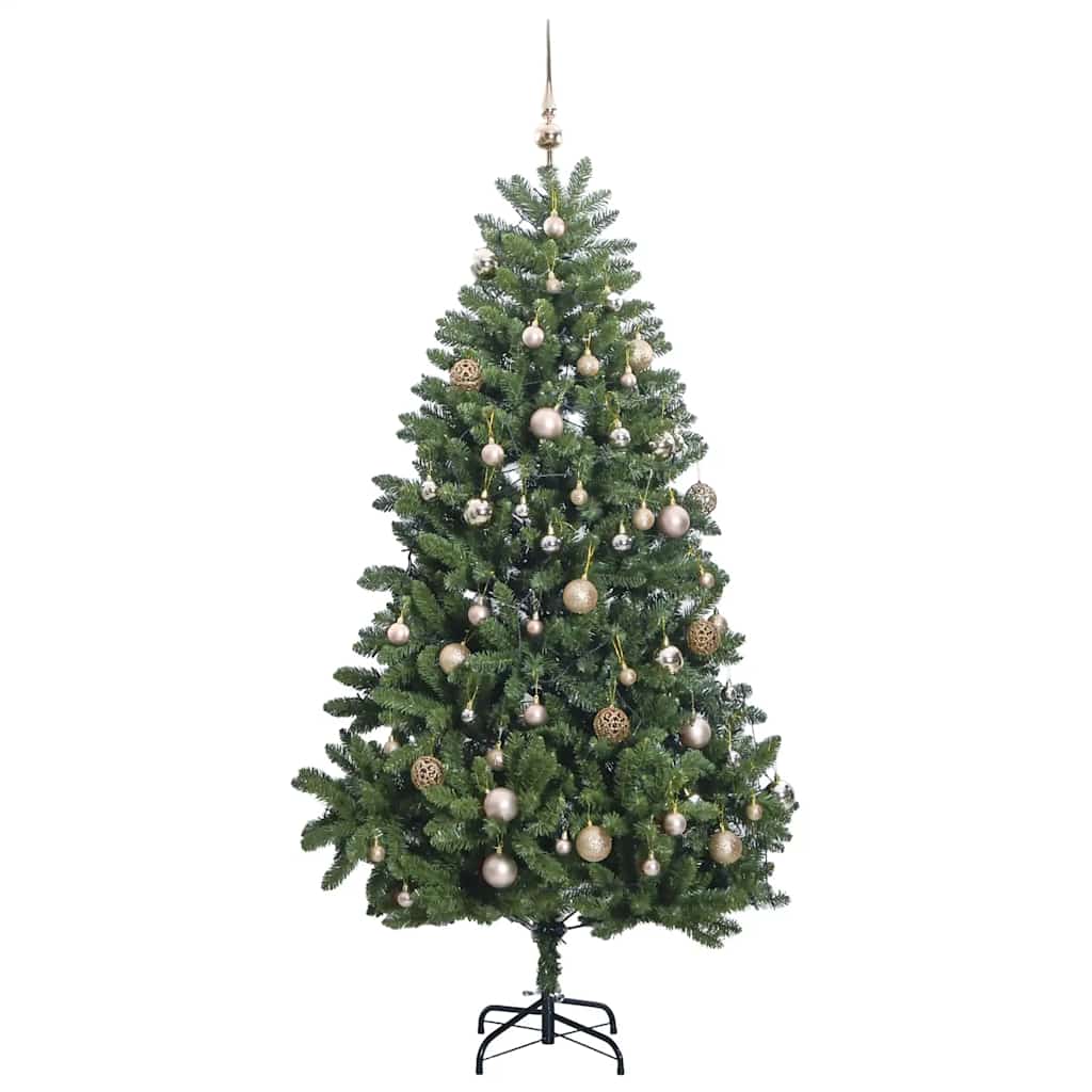 Artificial Hinged Christmas Tree 300 LEDs & Ball Set 118.1"