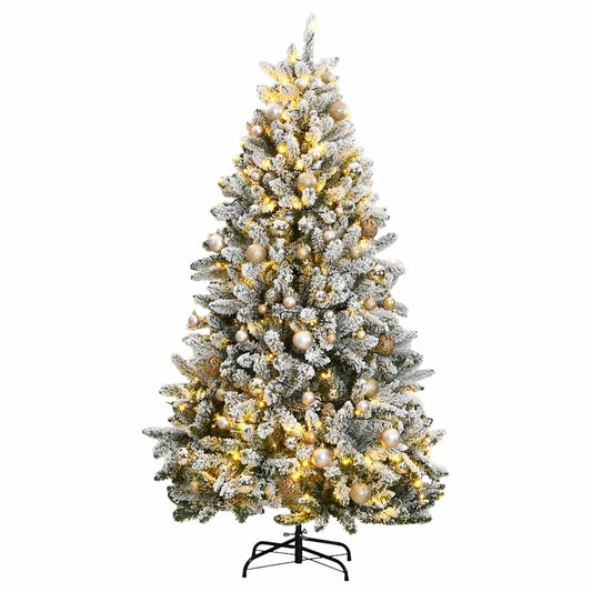 Artificial Hinged Christmas Tree 300 LEDs & Ball Set 118.1"