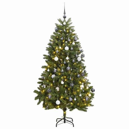 Artificial Hinged Christmas Tree 300 LEDs & Ball Set 118.1"