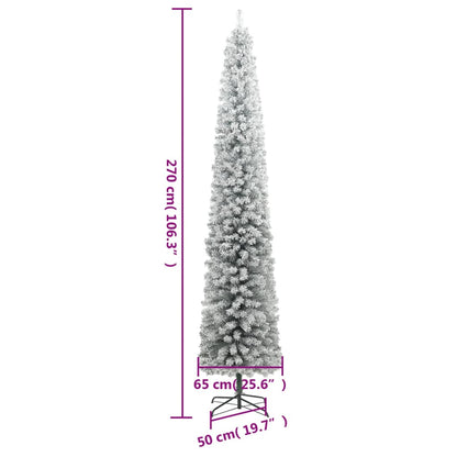 Slim Christmas Tree 300 LEDs & Flocked Snow 106.3"