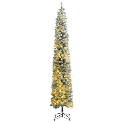 Slim Christmas Tree 300 LEDs & Flocked Snow 118.1"