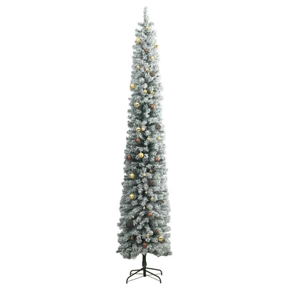 Slim Christmas Tree 300 LEDs & Ball Set & Flocked Snow 106.3"