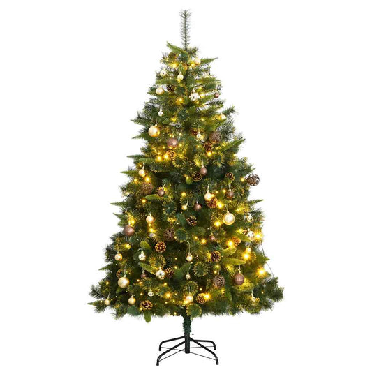 Artificial Hinged Christmas Tree 300 LEDs & Ball Set 70.9"