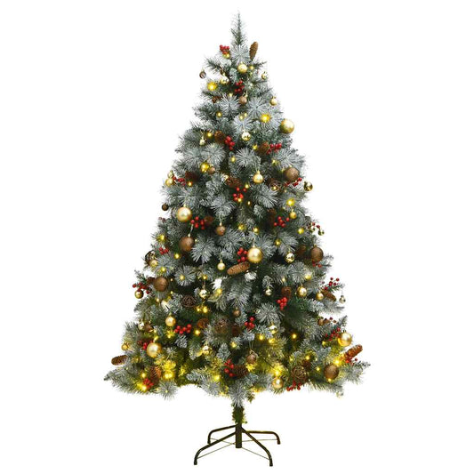 Artificial Hinged Christmas Tree 300 LEDs & Ball Set 82.7"