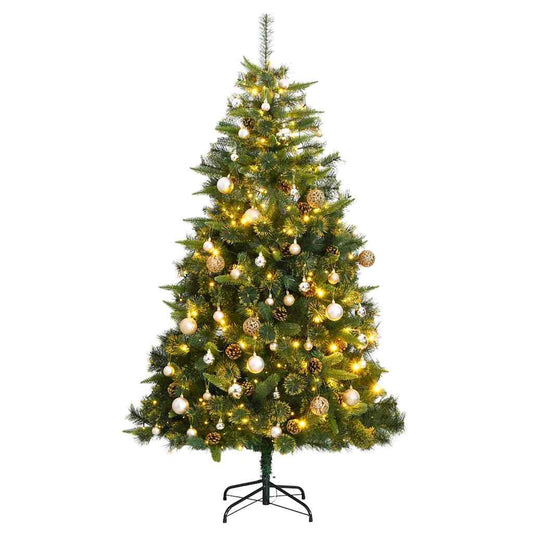 Artificial Hinged Christmas Tree 300 LEDs & Ball Set 82.7"