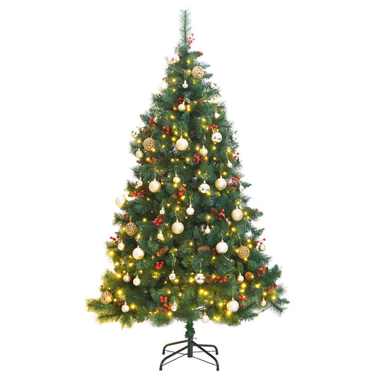 Artificial Hinged Christmas Tree 300 LEDs & Ball Set 94.5"