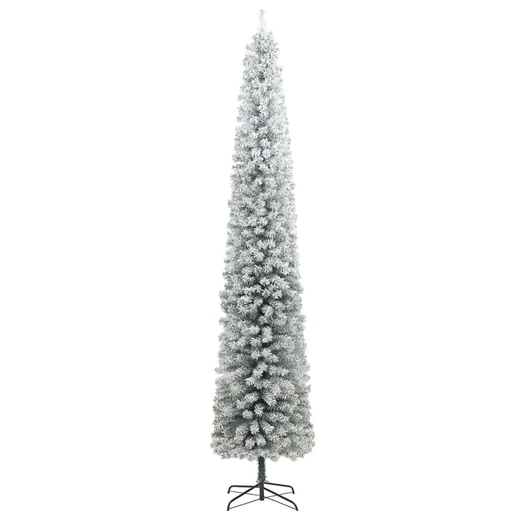 Slim Christmas Tree 300 LEDs & Ball Set & Flocked Snow 118.1"