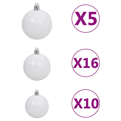 Slim Christmas Tree 300 LEDs & Ball Set & Flocked Snow 118.1"