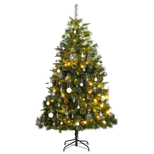 Artificial Hinged Christmas Tree 300 LEDs & Ball Set 82.7"