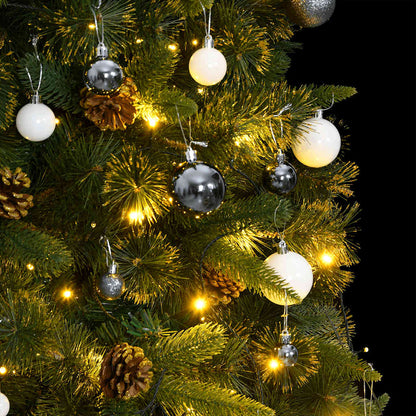 Artificial Hinged Christmas Tree 300 LEDs & Ball Set 82.7"