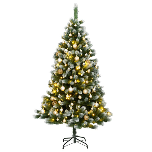 Artificial Hinged Christmas Tree 150 LEDs & Ball Set 59.1"
