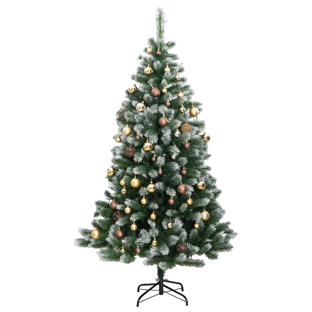 Artificial Hinged Christmas Tree 150 LEDs & Ball Set 59.1"