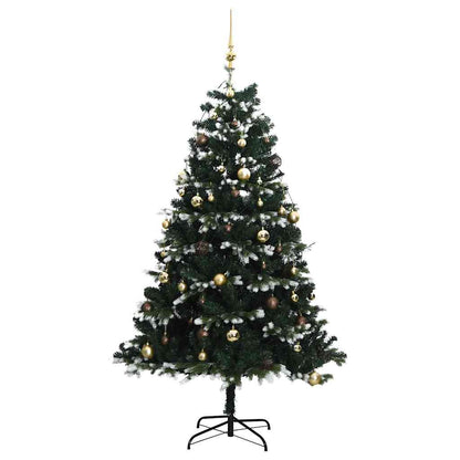 Artificial Hinged Christmas Tree Green and White PVC, PE, Metal