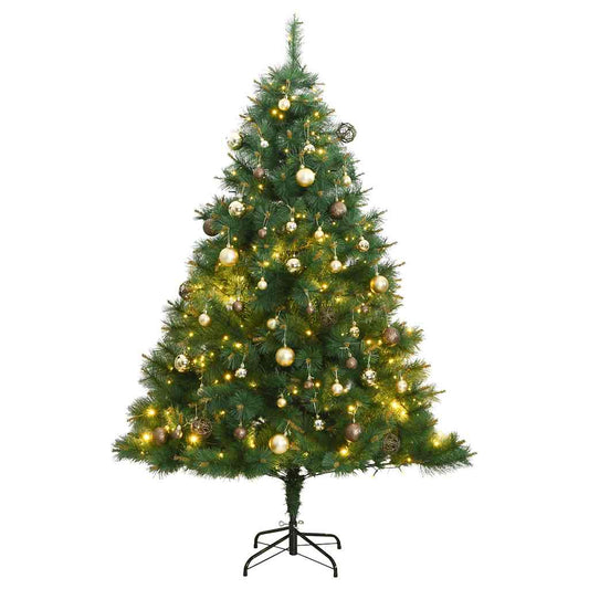 Artificial Hinged Christmas Tree 150 LEDs & Ball Set 59.1"
