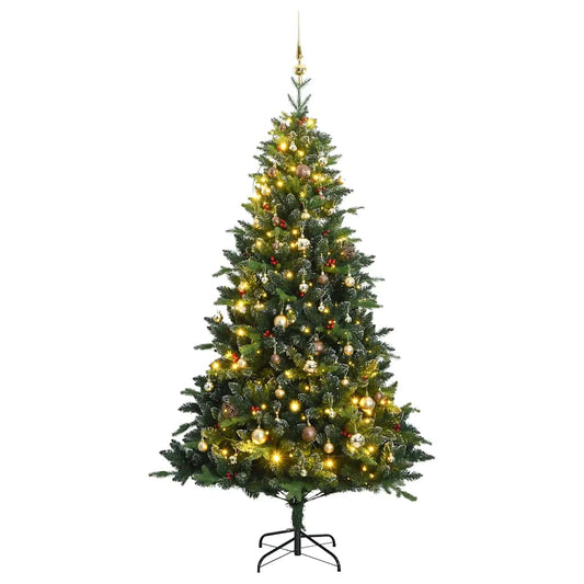 Artificial Hinged Christmas Tree 300 LEDs & Ball Set 82.7"