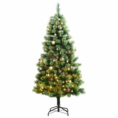 Artificial Hinged Christmas Tree 300 LEDs & Ball Set 70.9"