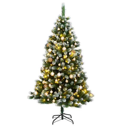 Artificial Hinged Christmas Tree 300 LEDs & Ball Set 82.7"