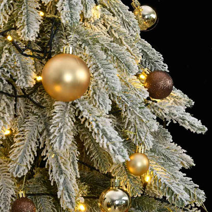 Artificial Christmas Tree 300 LEDs&Ball Set&Flocked Snow 82.7"