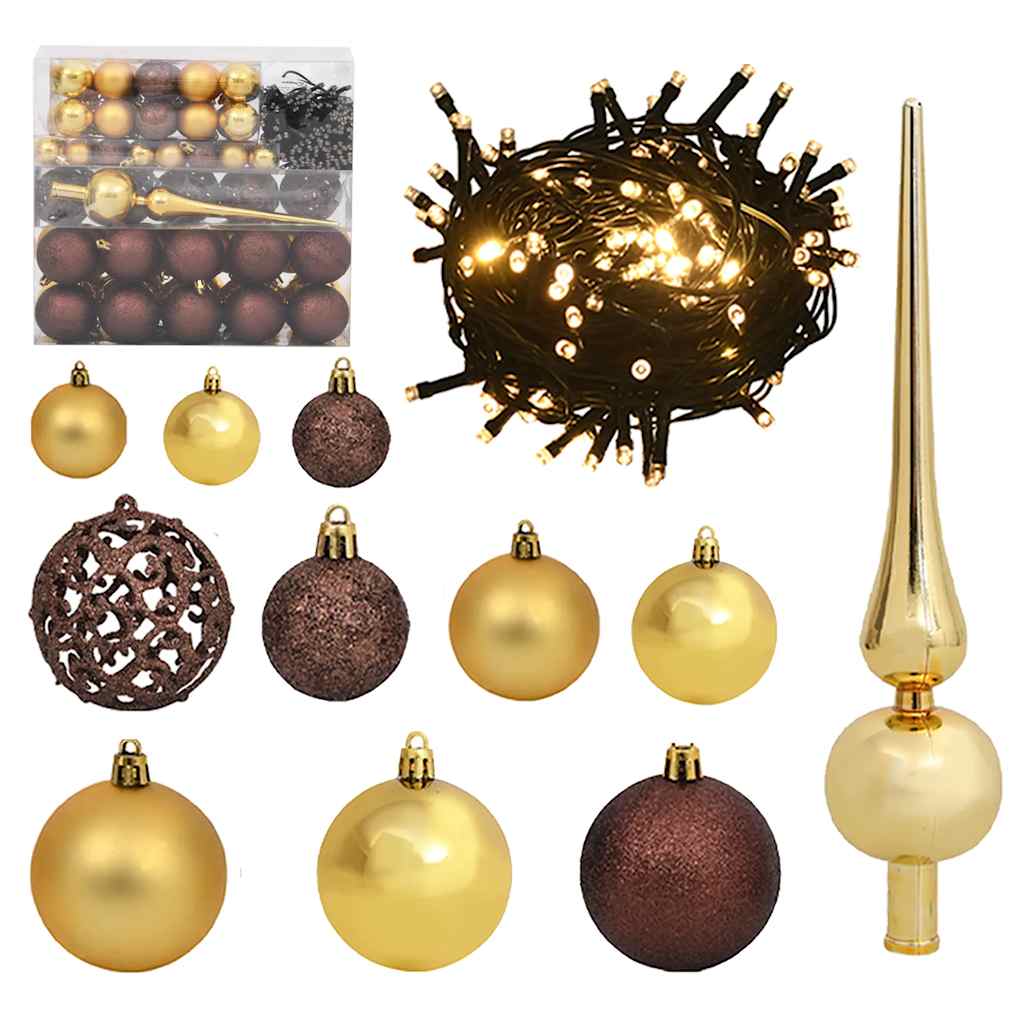 Artificial Christmas Tree 300 LEDs&Ball Set&Flocked Snow 82.7"