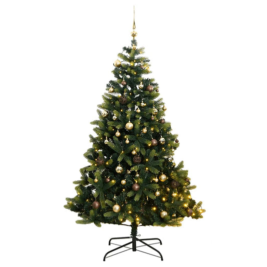 Artificial Hinged Christmas Tree 300 LEDs & Ball Set 70.9"