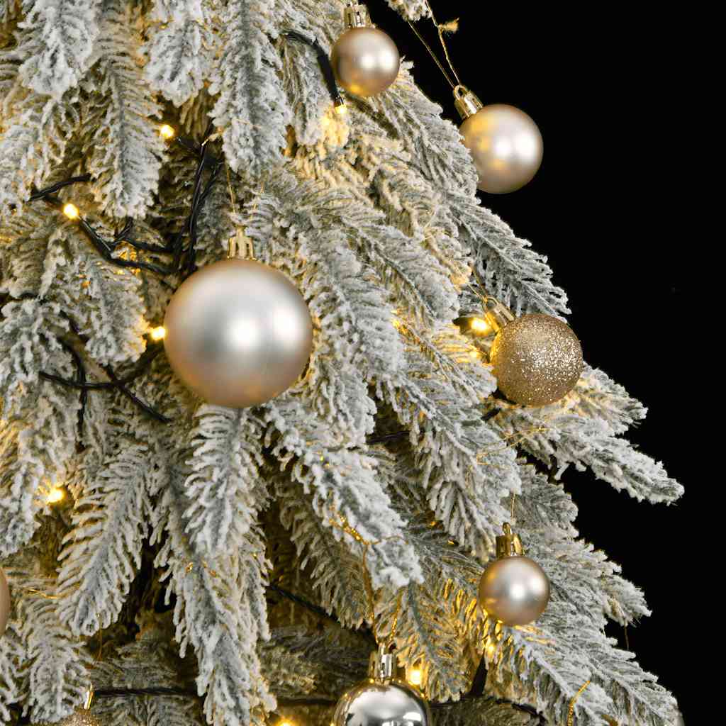Artificial Christmas Tree 300 LEDs&Ball Set&Flocked Snow 82.7"
