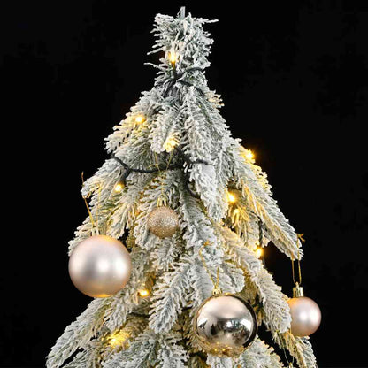 Artificial Christmas Tree 300 LEDs&Ball Set&Flocked Snow 82.7"