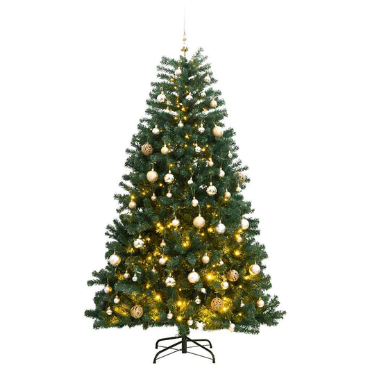 Artificial Hinged Christmas Tree 300 LEDs & Ball Set 82.7"