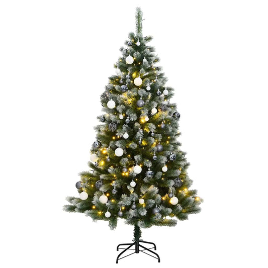Artificial Hinged Christmas Tree 300 LEDs & Ball Set 70.9"