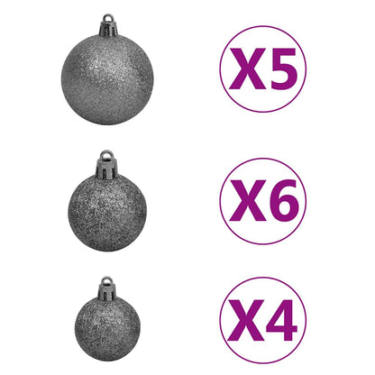 Artificial Hinged Christmas Tree 150 LEDs & Ball Set 59.1"